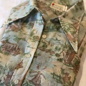 Vintage Sheer Button Down Blouse Long Point Collar